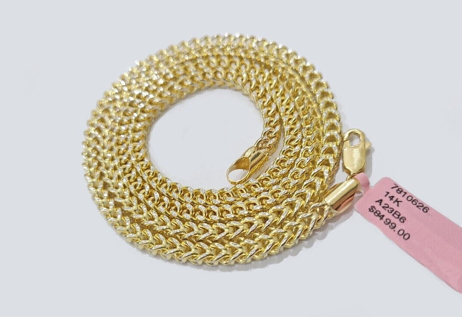 14k Yellow Gold Franco Chain Two - tone Necklace 4mm 24 Inch Diamond Cut 14kt SALE - GoldenlinQ